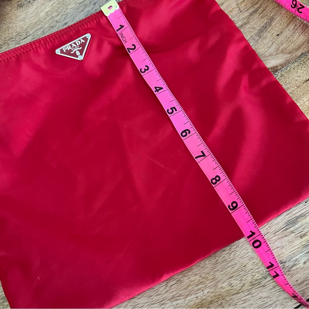 PRADA Tessuto Nylon Shoulder Bag Red Triangle Logo Plate Crossbody - Picture 4 of 16